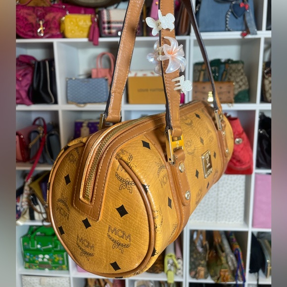 MCM Visetos Cognac Monogram Papillon Satchel - Picture 4 of 17